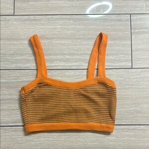 Zara Vibrant Orange and Brown Knit Top
